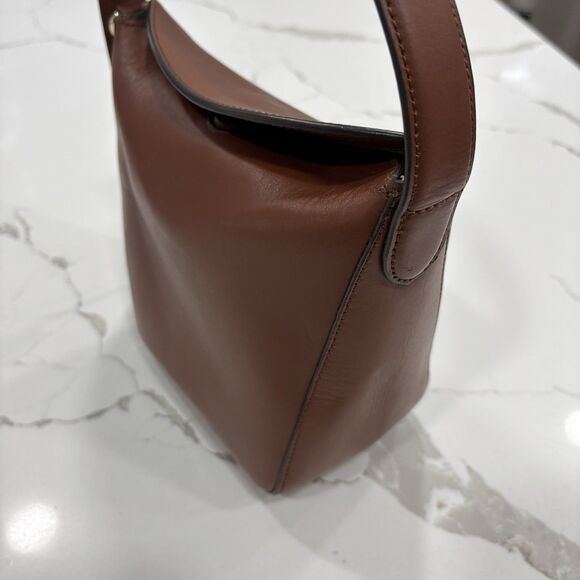 Massimo Dutti Purse Modern Bucket Bag Brown Minimalist Structured - Picture 7 of 11